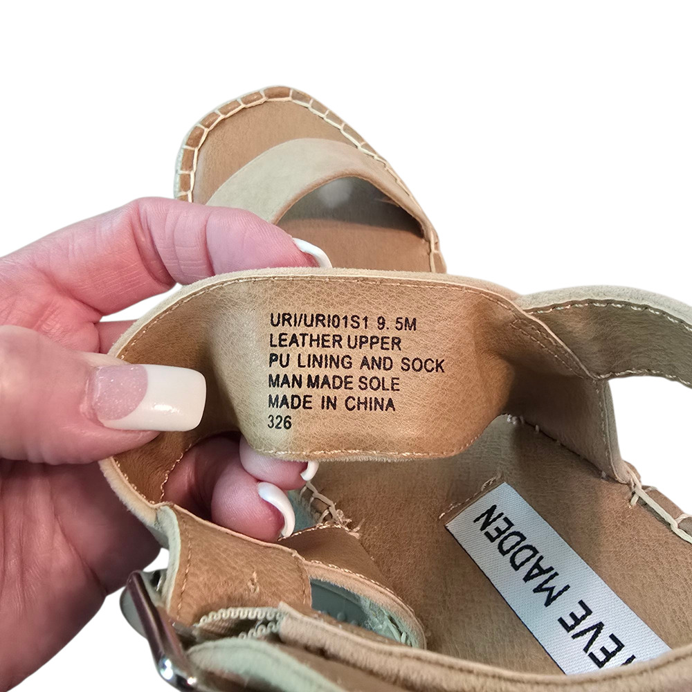 Steve Madden Womens Uri Wedge Sandal Espadrille Slingback Size 9.5M Tan Suede - Picture 5 of 10